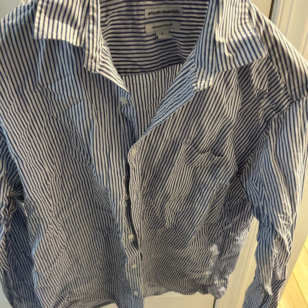 AMAZON ESSENTIALS stripe dress shirt.